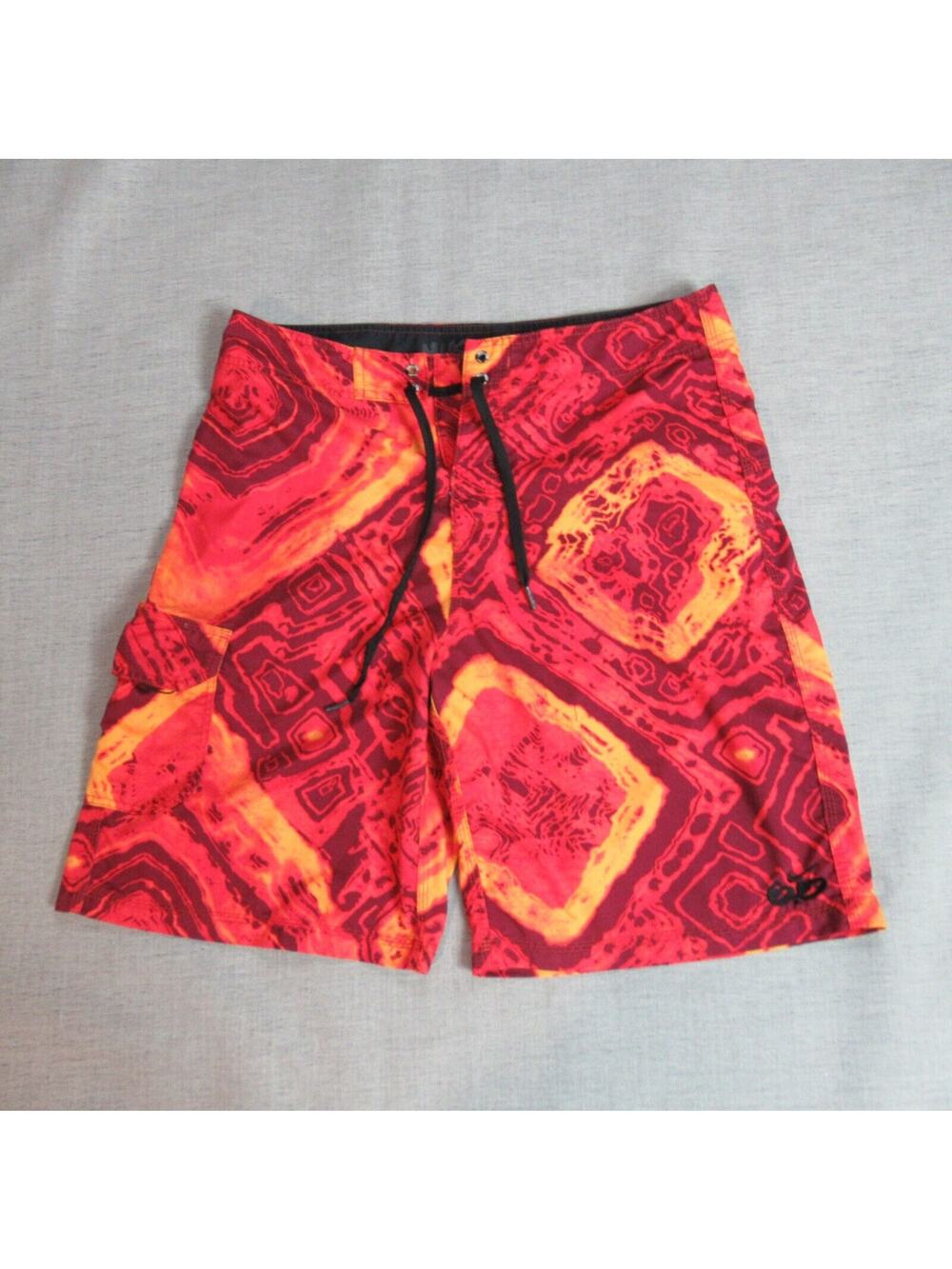 Nike 6.0 Board Shorts Mens Size 34 Red Orange Geometric Swim Trunks Beach Resort